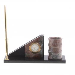 Письменный мини-набор с часами из яшмы
