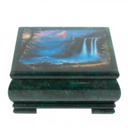 Шкатулка "Водопад" из змеевика 18х18х8 см