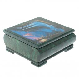 Шкатулка "Водопад" из змеевика 18х18х8 см