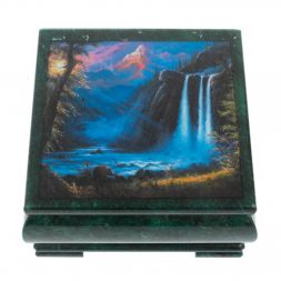 Шкатулка "Водопад" из змеевика 18х18х8 см