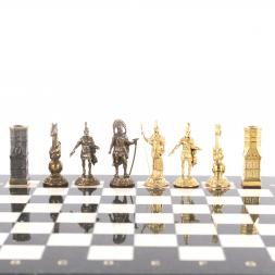 Шахматы подарочные "Спарта" из мрамора бронзы 40х40 см
