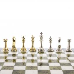 Шахматы турнирные "Стаунтон" доска 40х40 см мрамор змеевик