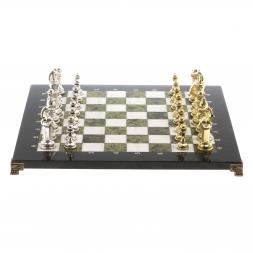 Шахматы турнирные "Стаунтон" доска 40х40 см мрамор змеевик