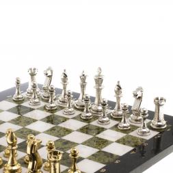 Шахматы турнирные "Стаунтон" доска 40х40 см мрамор змеевик