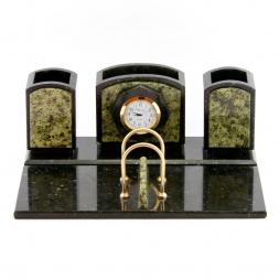 Настольный прибор "Компактный 1" из камня змеевик