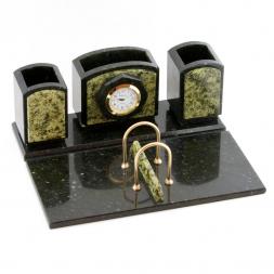 Настольный прибор "Компактный 1" из камня змеевик