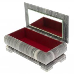 Шкатулка для денег "Купюра" с зеркалом из серого мрамора 18,5х9,5х8 см