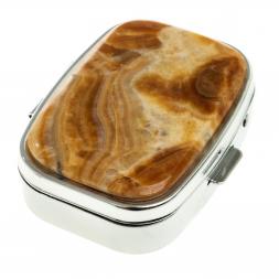 Таблетница на 2 отделения камень оникс цвет серебро