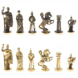 Шахматы "Римские" из бронзы и шабровского змеевика 44х44 см