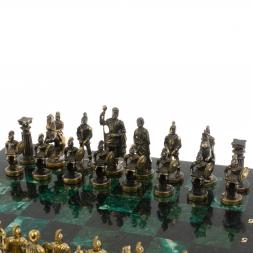 Шахматы "Римские" из бронзы и шабровского змеевика 44х44 см