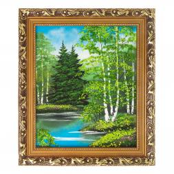 Картина "Летний пейзаж" багет 31х36 см, каменная крошка