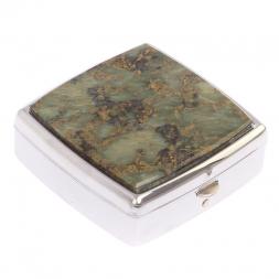 Таблетница на 2 отделения камень офит цвет серебро