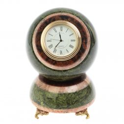 Часы шар "Антистресс" змеевик розовый мрамор 10,5 см