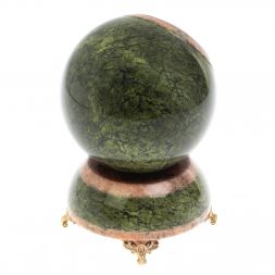 Часы шар "Антистресс" змеевик розовый мрамор 10,5 см