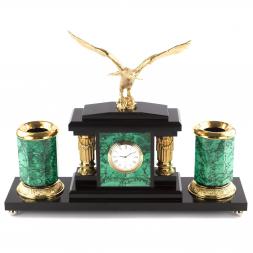 Настольный набор "Орел" с бюваром из малахита