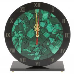 Настольные часы "Мозаика" из малахита и долерита 26х24х9 см