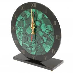 Настольные часы "Мозаика" из малахита и долерита 26х24х9 см