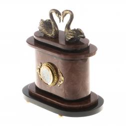 Часы "Пара лебедей" бронза лемезит