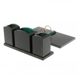 Настольный набор "Канцелярский" змеевик с часами