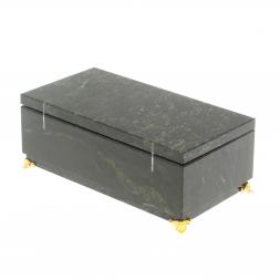 Шкатулка под деньги "Купюра" на ножках с зеркалом змеевик 19х10х6,5 см