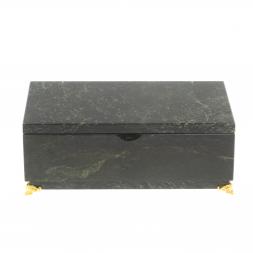 Шкатулка под деньги "Купюра" на ножках с зеркалом змеевик 19х10х6,5 см