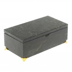 Шкатулка под деньги "Купюра" на ножках с зеркалом змеевик 19х10х6,5 см