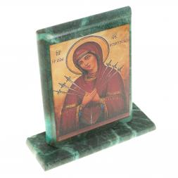Икона "Семистрельная" змеевик 15х5х15,5 см