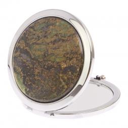 Карманное зеркальце из камня офит цвет серебро