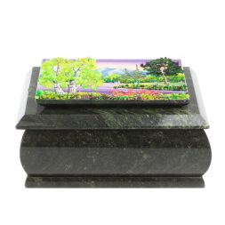 Шкатулка с рисунком "Лето" из змеевика 16х12х7,5 см