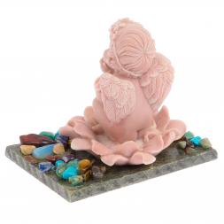 Сувенир "Ангел в цветке" из змеевика и мрамолита