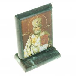 Икона "Николай Чудотворец" змеевик 8х4х9,5 см