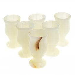 Набор рюмок из белого оникса в футляре 4х6,5 см 20 мл (1,5х3) 6 шт