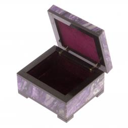 Шкатулка из камня чароит 7,5х6,5х4 см