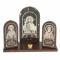 Икона триптих "Спаситель, Семистрельная, Николай" камень обсидиан