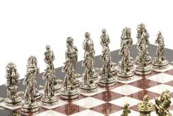 Шахматы подарочные "Рыцари" 28х28 см лемезит мрамор