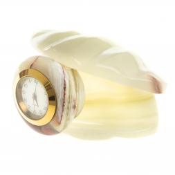 Часы «Ракушка» из камня оникс 9×9х5 см (2,5)