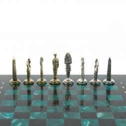 Шахматы подарочные "Египет" доска 32х32 см из змеевика