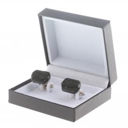 Запонки камень актинолит закругленные