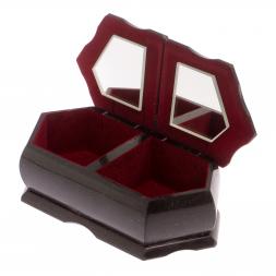 Шкатулка с двумя отсеками "Хозяйка медной горы / Домик в зимнем лесу" черный змеевик 20х10х7,5 см