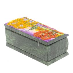 Шкатулка с росписью "Осень" камень змеевик 15х7,5х6 см