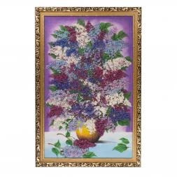 Картина "Душистая сирень" багет 89х59 см рисунок из каменной крошки