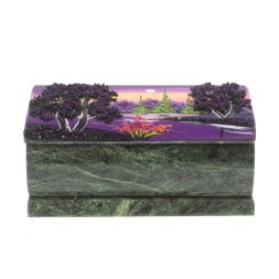 Шкатулка с росписью "Рассвет" камень змеевик 15х7,5х6 см