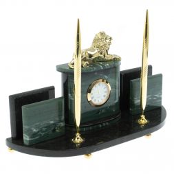 Письменный набор "Лев" из камня офиокальцит