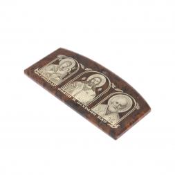 Икона автомобиль из коричневого обсидиана "Спаси и сохрани" 10х4,5 см