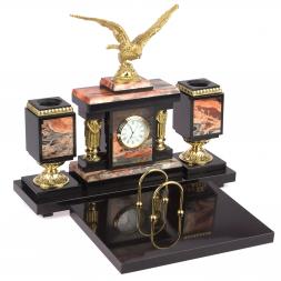 Письменный набор из яшмы с бронзой "Горный орел"