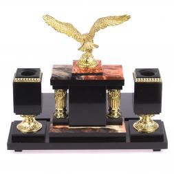 Письменный набор из яшмы с бронзой "Горный орел"