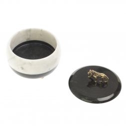 Шкатулка круглая "Лев" из мрамора 10х10х9 см