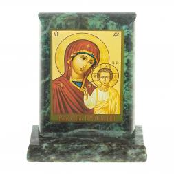 Икона настольная Казанская малая змеевик 7,5х6,5х8 см
