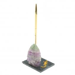 Подставка под ручку "Скала и ящерица" флюорит змеевик