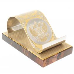 Подставка под телефон "Герб России" из яшмы Златоуст